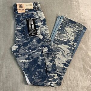 NWT Armor Jeans Stacked Denim Mens 36x36 Blue White Camo Cargo Y2K Utility